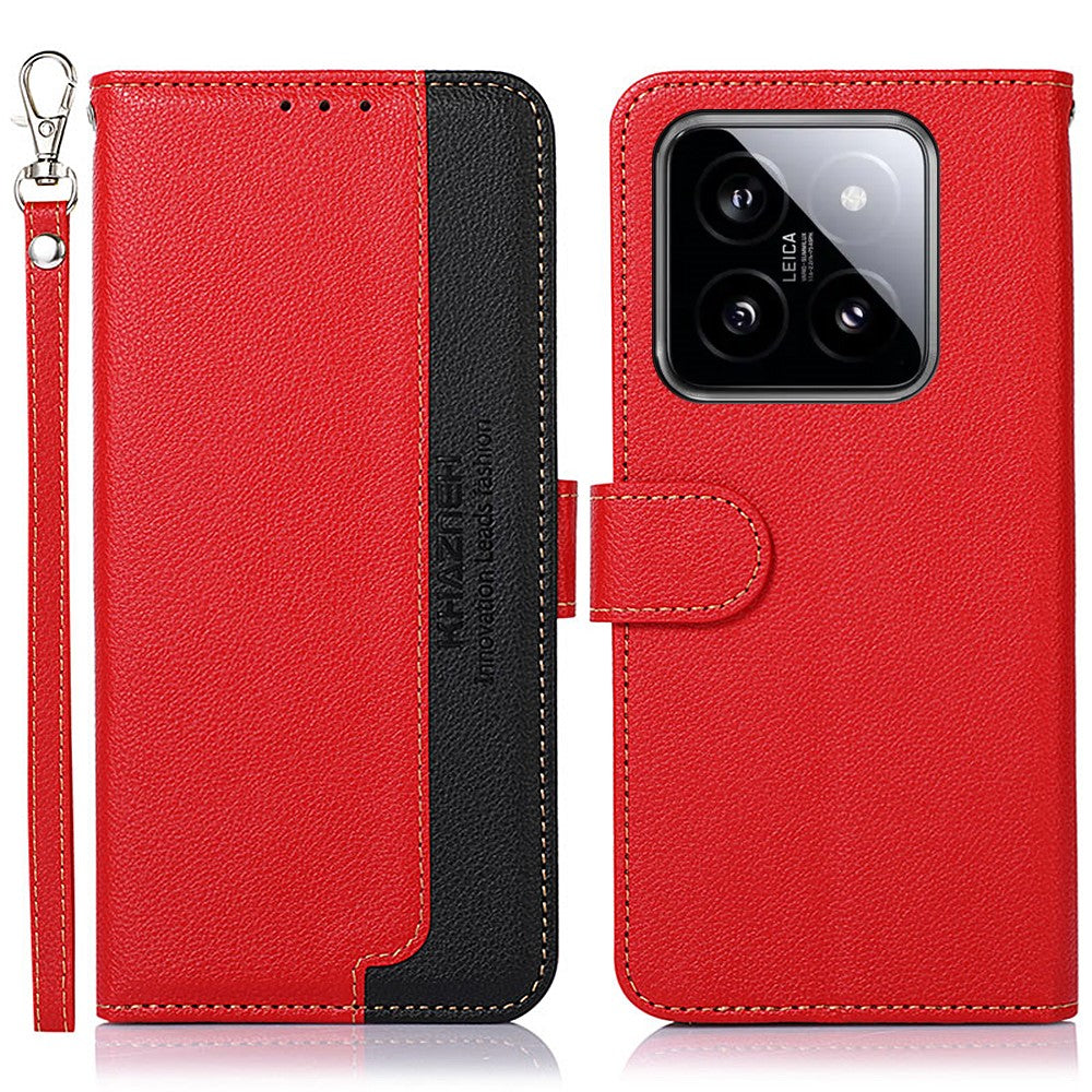KHAZNEH For Xiaomi 14 Pro Case RFID Blocking Litchi Texture Wallet Phone Cover