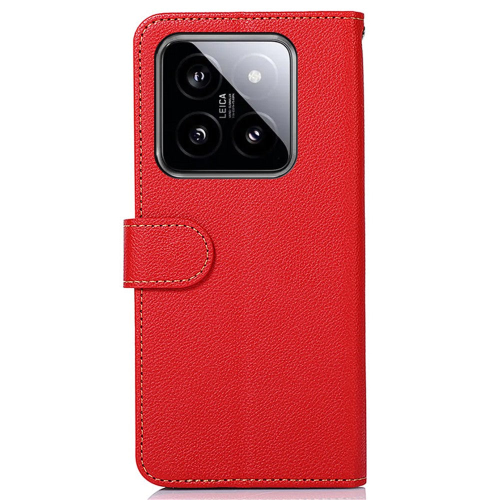 KHAZNEH For Xiaomi 14 Pro Case RFID Blocking Litchi Texture Wallet Phone Cover