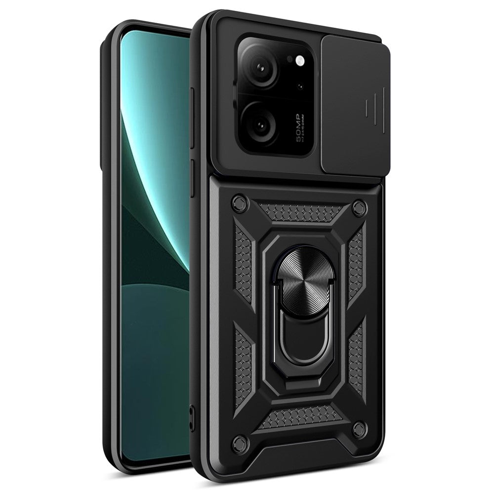 For Xiaomi Redmi K60 Ultra / 13T /  13T Pro Case PC+TPU Kickstand Phone Cover + Slide Lens Protection