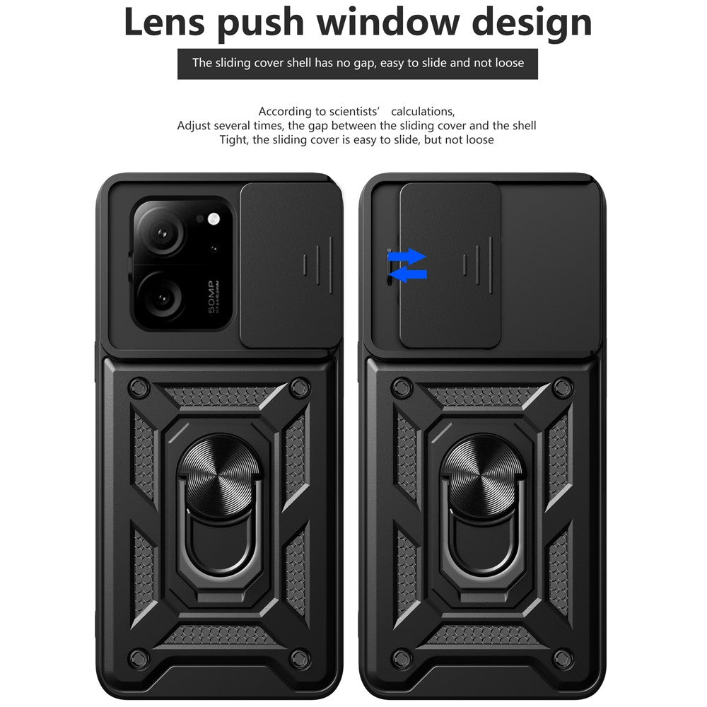 For Xiaomi Redmi K60 Ultra / 13T /  13T Pro Case PC+TPU Kickstand Phone Cover + Slide Lens Protection