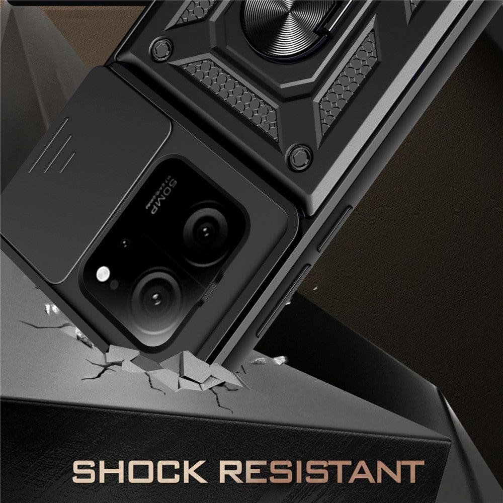 For Xiaomi Redmi K60 Ultra / 13T /  13T Pro Case PC+TPU Kickstand Phone Cover + Slide Lens Protection
