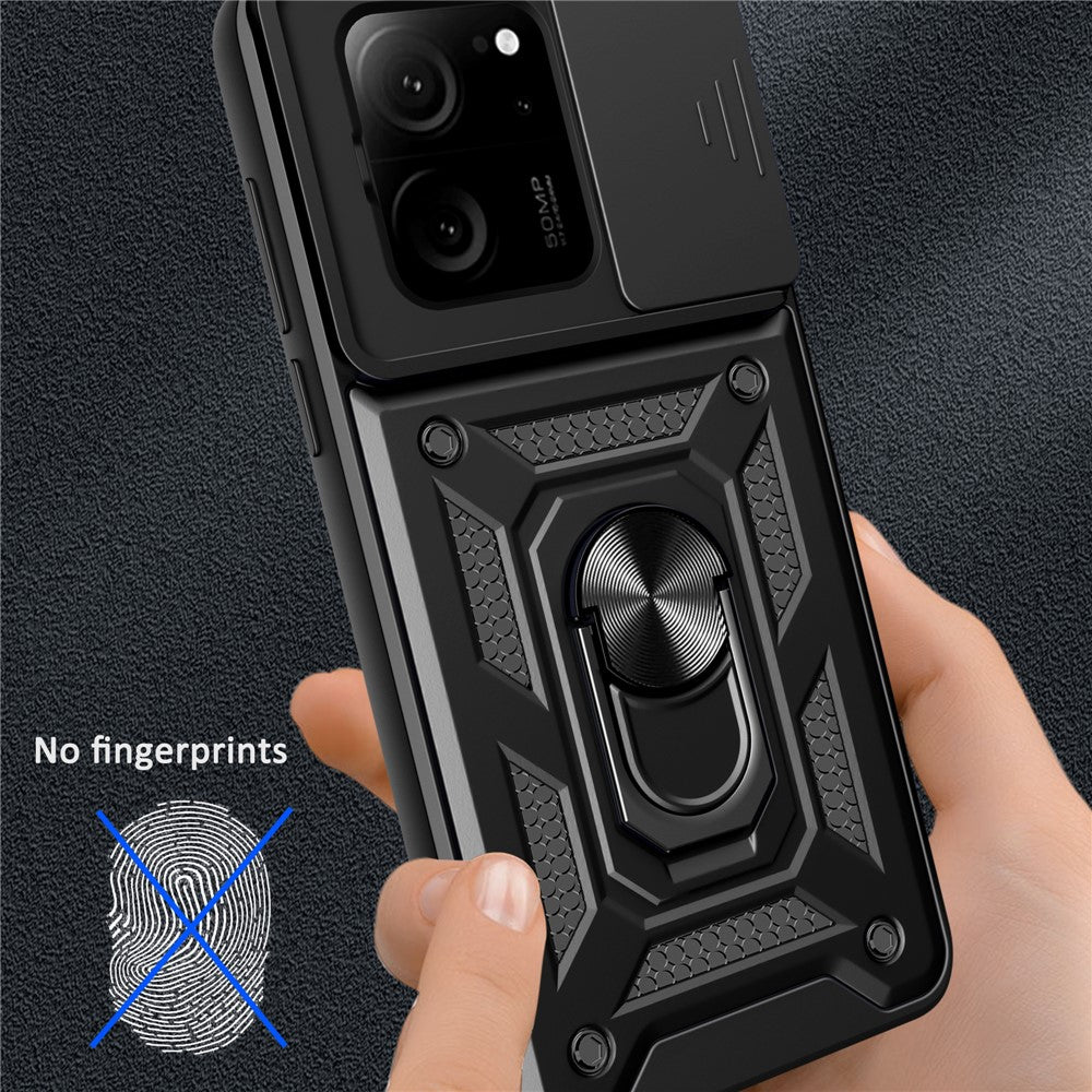 For Xiaomi Redmi K60 Ultra / 13T /  13T Pro Case PC+TPU Kickstand Phone Cover + Slide Lens Protection