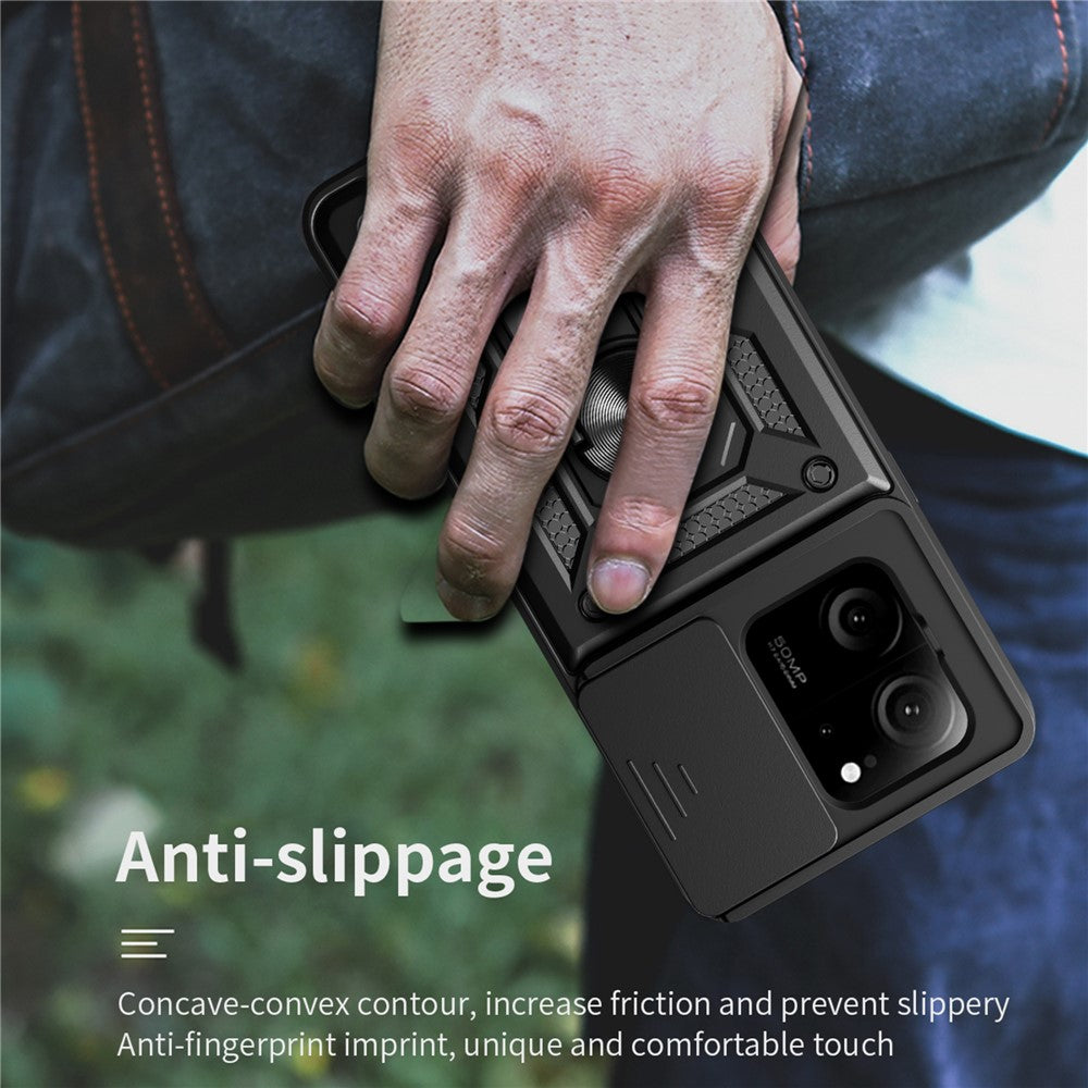 For Xiaomi Redmi K60 Ultra / 13T /  13T Pro Case PC+TPU Kickstand Phone Cover + Slide Lens Protection