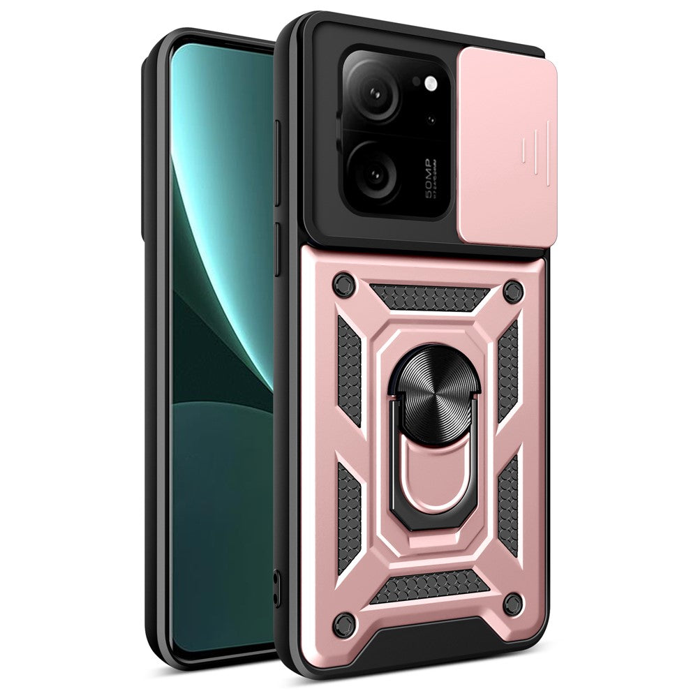 For Xiaomi Redmi K60 Ultra / 13T /  13T Pro Case PC+TPU Kickstand Phone Cover + Slide Lens Protection
