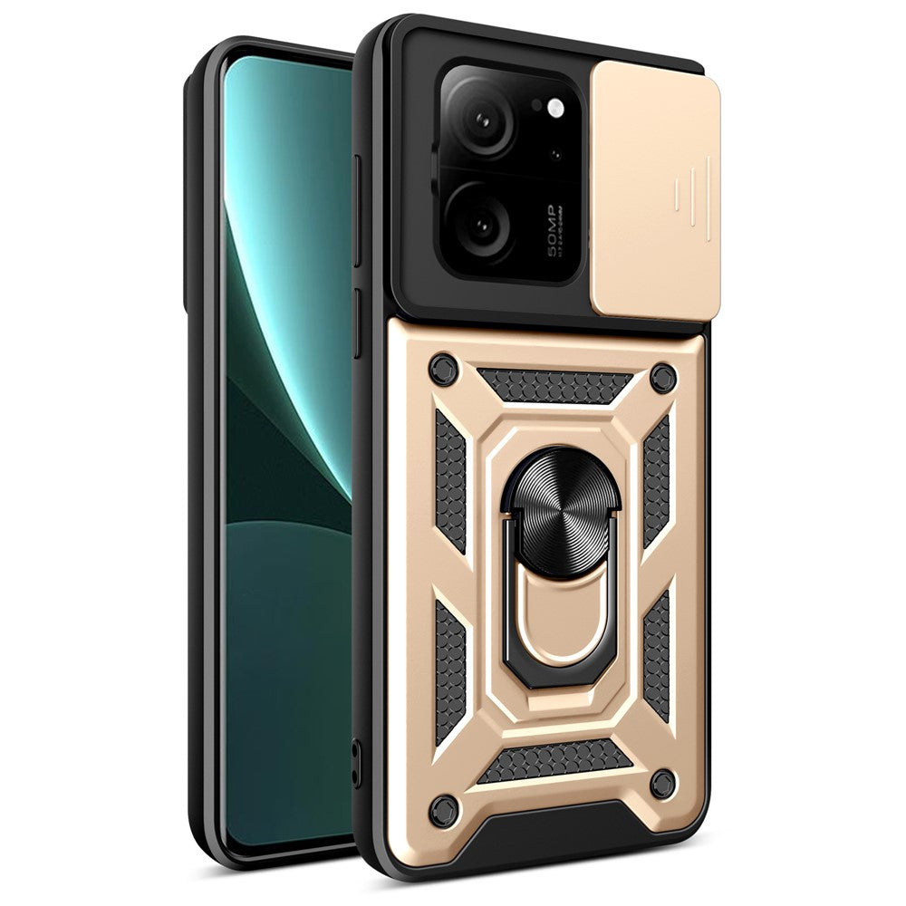 For Xiaomi Redmi K60 Ultra / 13T /  13T Pro Case PC+TPU Kickstand Phone Cover + Slide Lens Protection