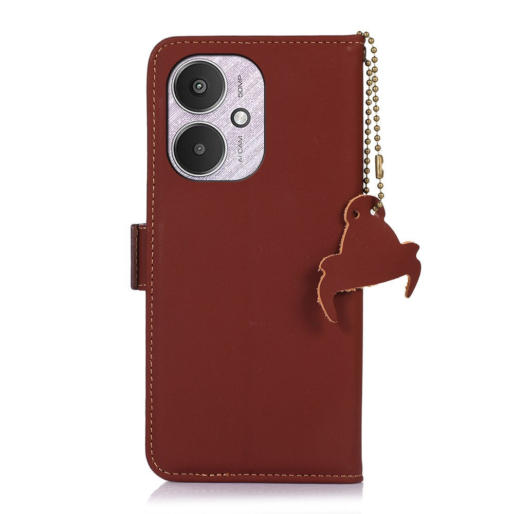 For Xiaomi Redmi 13C 4G / 13C 5G / Poco C65 4G / Poco M6 5G / 13R 5G Case Genuine Cow Leather RFID Blocking Wallet Cover