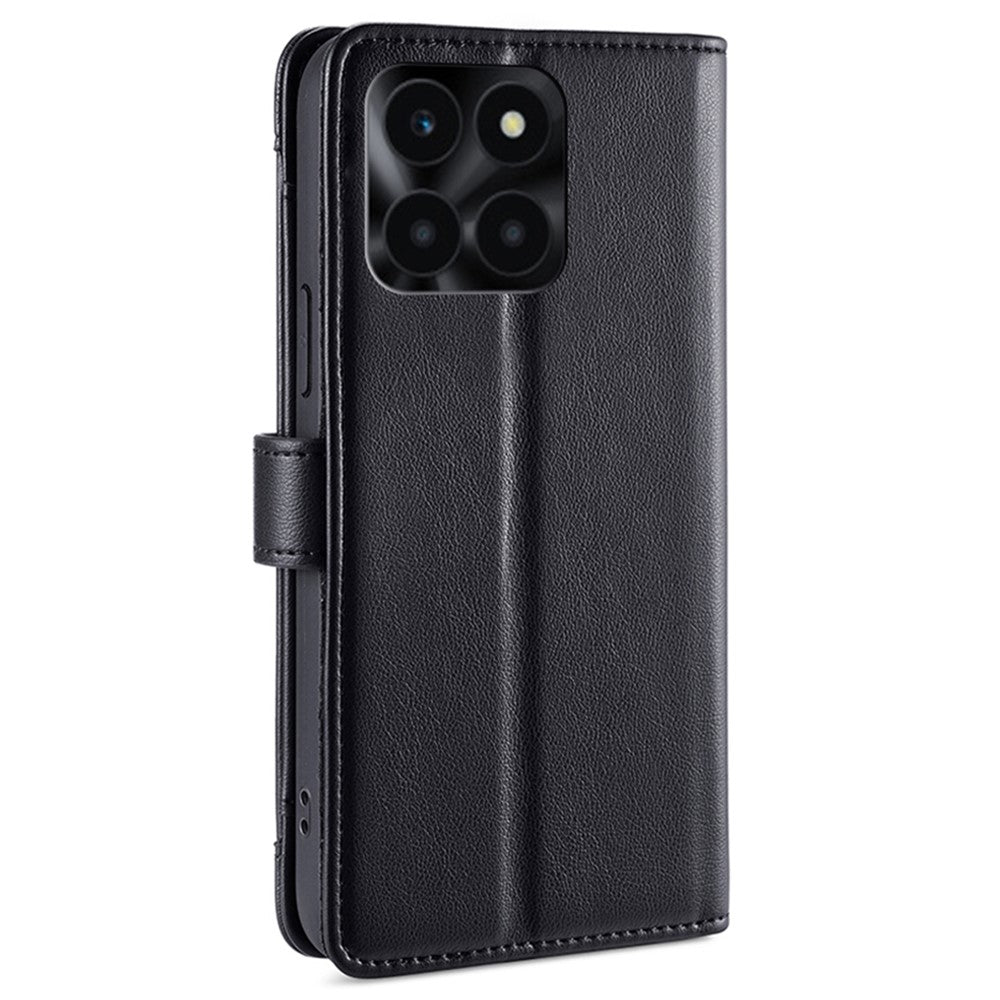 For Honor X6a 4G Case Zipper Wallet Leather Phone Stand Cover with Long and Short Strap