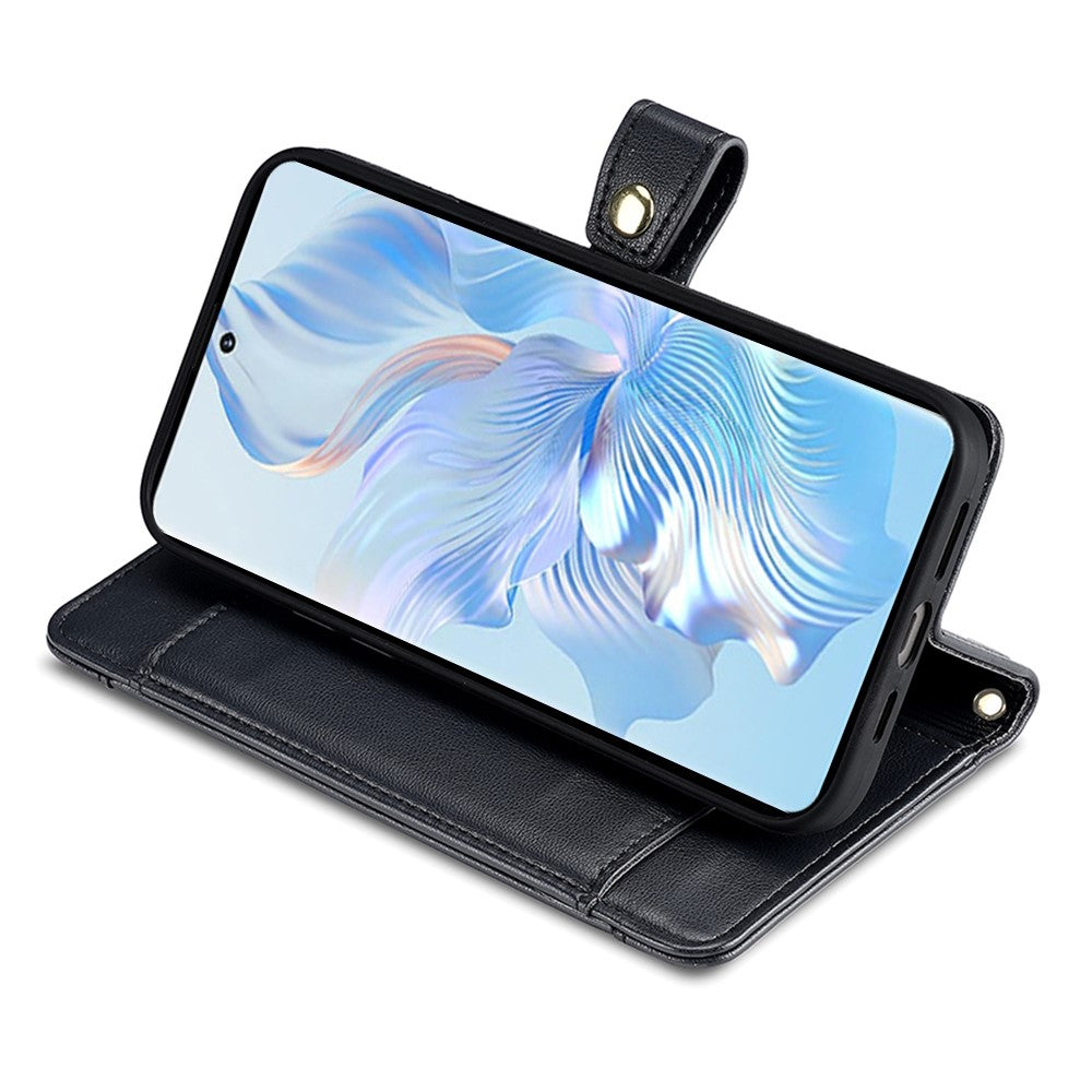 For Honor X6a 4G Case Zipper Wallet Leather Phone Stand Cover with Long and Short Strap