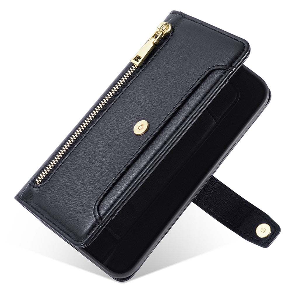 For Honor X6a 4G Case Zipper Wallet Leather Phone Stand Cover with Long and Short Strap
