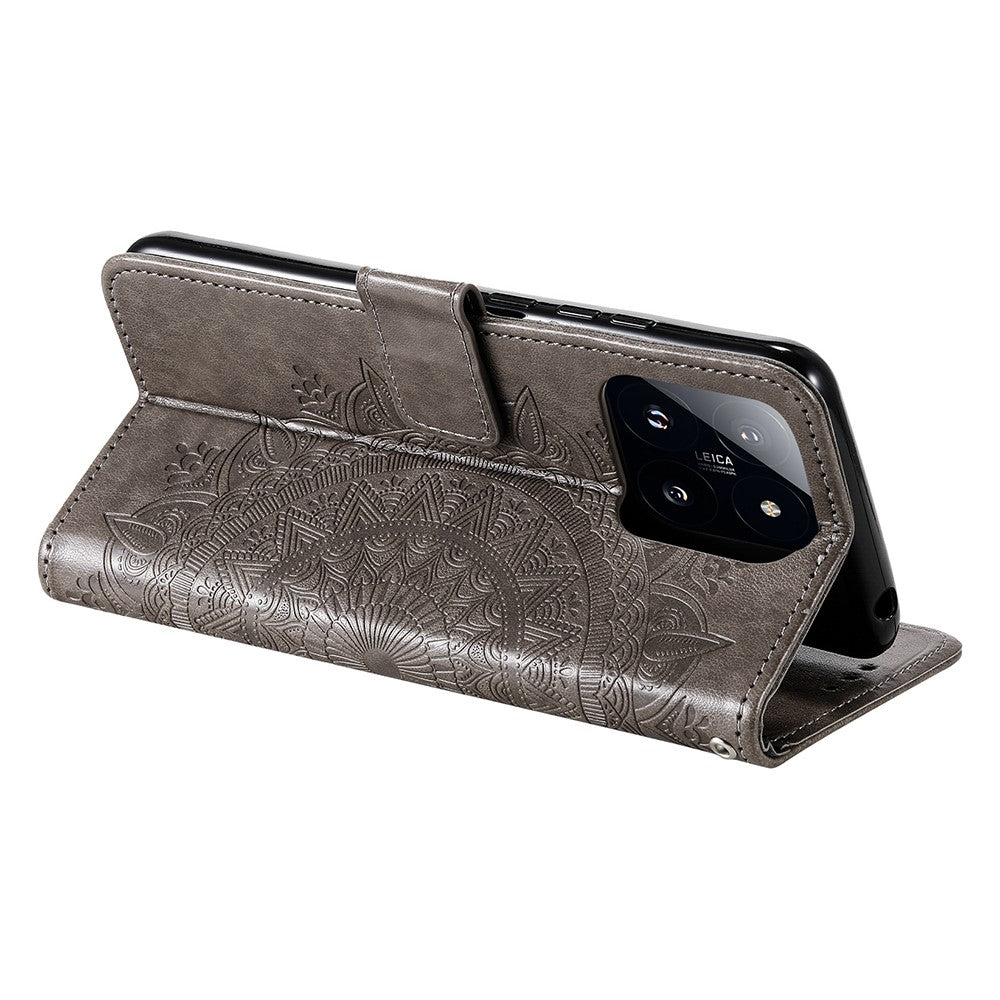 For Xiaomi 14 Pro Case Mandala Flower Imprinted Leather Phone Wallet Cover with Stand