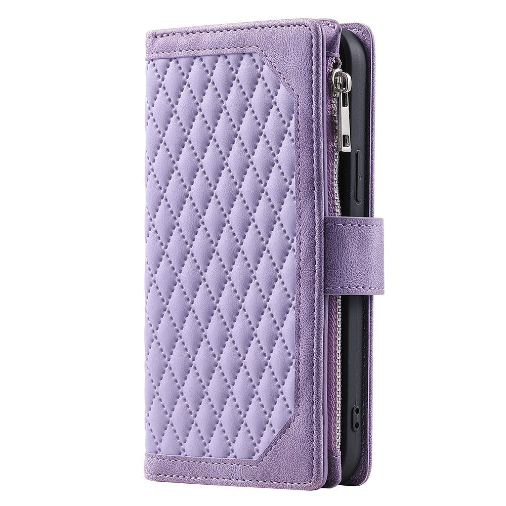 005 Style For Xiaomi 14 Pro Case Zipper Wallet Rhombus Leather Cover with Strap