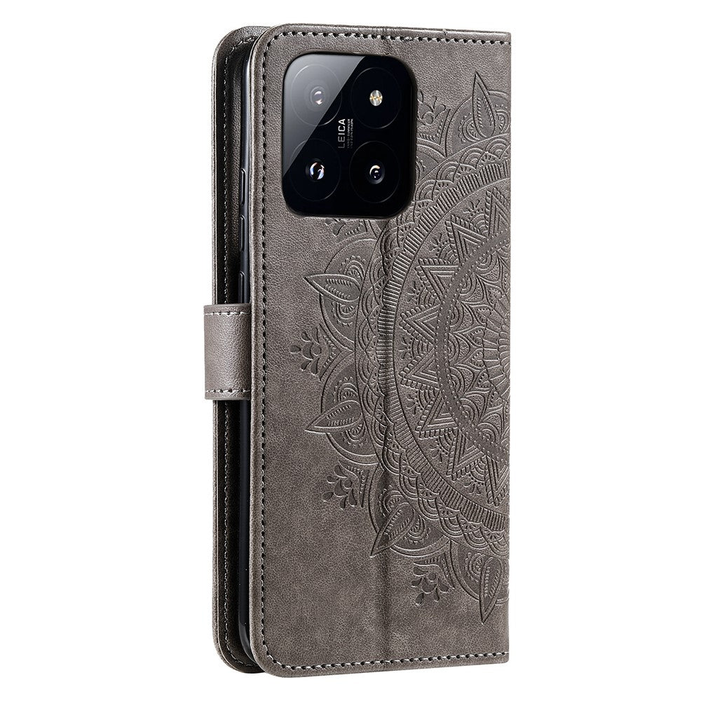 For Xiaomi 14 Case Mandala Flower Imprint Leather Wallet Phone Cover with Strap
