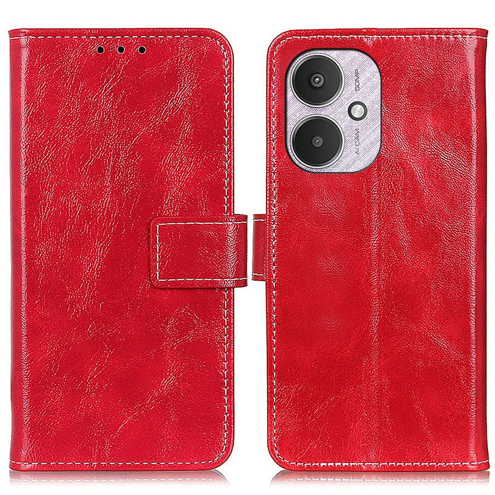 For Xiaomi Redmi 13C 4G / 5G / 13R 5G / Poco M6 5G / Poco C65 4G Case Slim-Fit Retro Crazy Horse Texture Wallet Leather Phone Cover