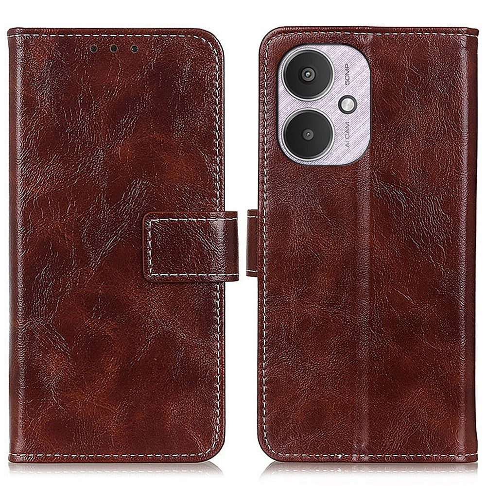 For Xiaomi Redmi 13C 4G / 5G / 13R 5G / Poco M6 5G / Poco C65 4G Case Slim-Fit Retro Crazy Horse Texture Wallet Leather Phone Cover