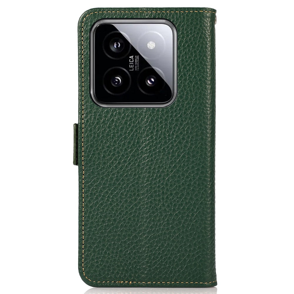 KHAZNEH For Xiaomi 14 Case Magnetic Clasp enuine Cow Leather Wallet Cover