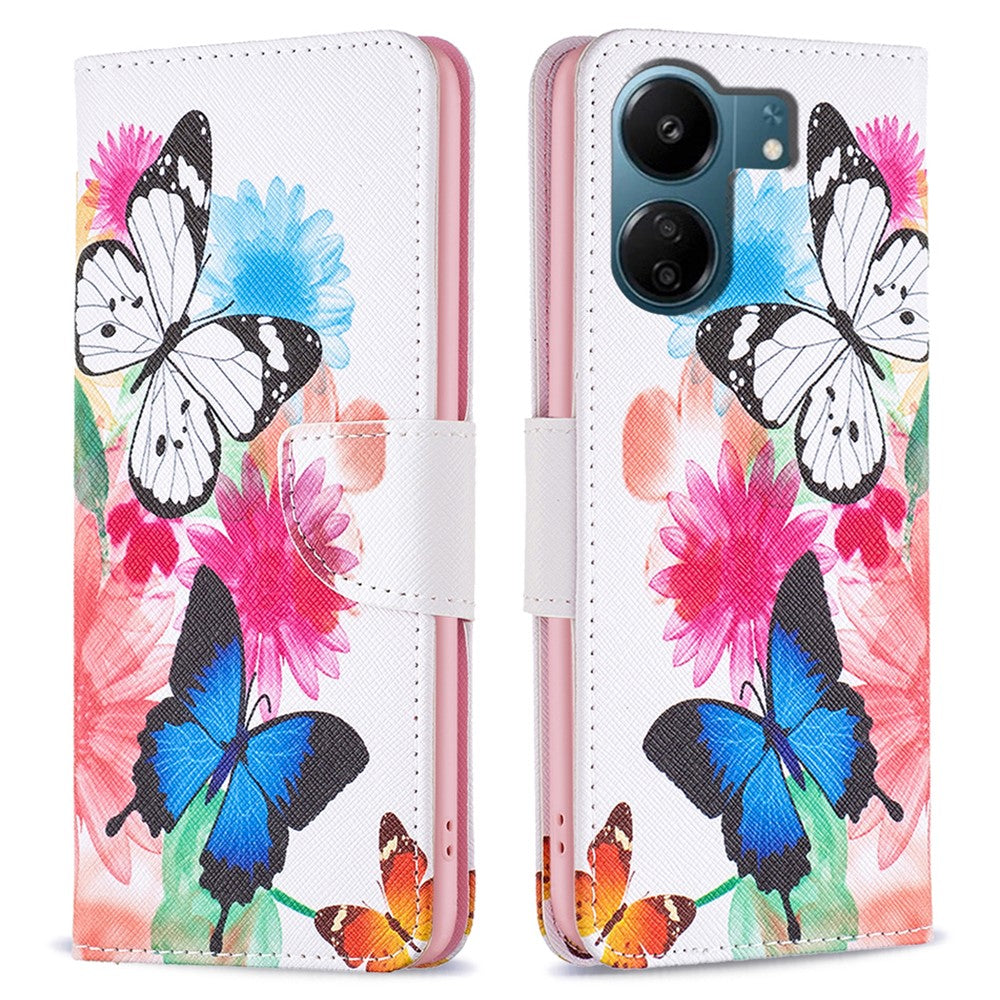 For Xiaomi Redmi 13C 4G / 13C 5G / 13R 5G / Poco M6 5G / Poco C65 4G Case PU Leather Pattern Printed Smart Phone Wallet Cover