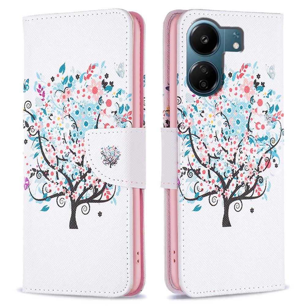 For Xiaomi Redmi 13C 4G / 13C 5G / 13R 5G / Poco M6 5G / Poco C65 4G Case PU Leather Pattern Printed Smart Phone Wallet Cover