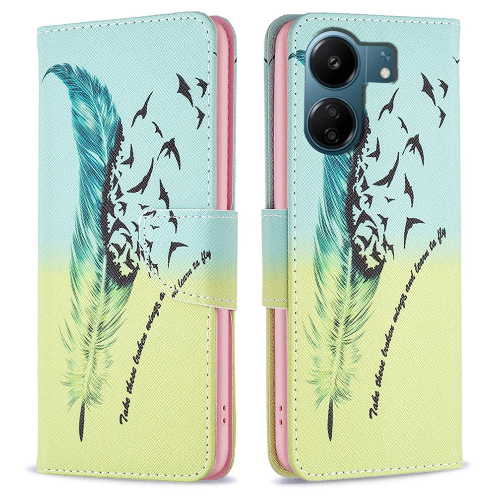 For Xiaomi Redmi 13C 4G / 13C 5G / 13R 5G / Poco M6 5G / Poco C65 4G Case PU Leather Pattern Printed Smart Phone Wallet Cover