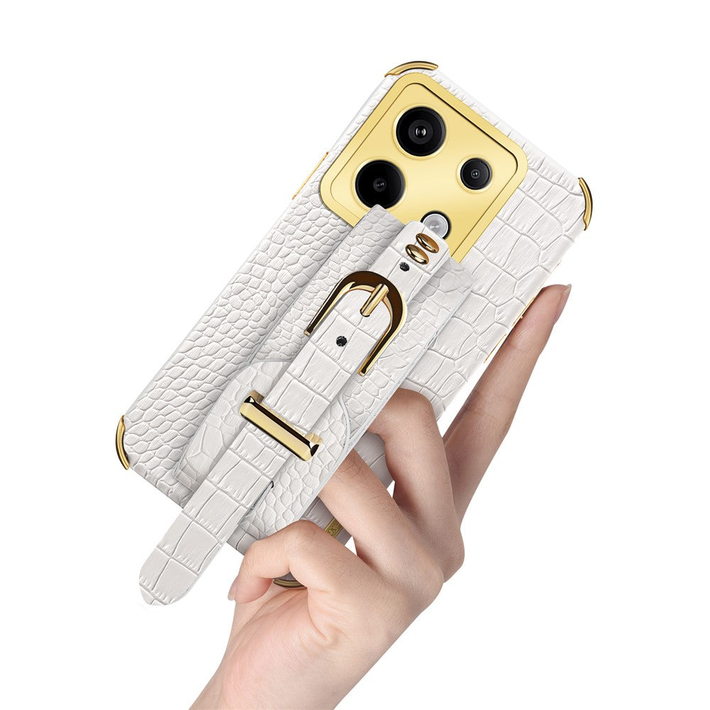For Xiaomi Redmi Note 13 Pro 5G / Poco X6 5G Case PU Leather+TPU Wristband Phone Cover