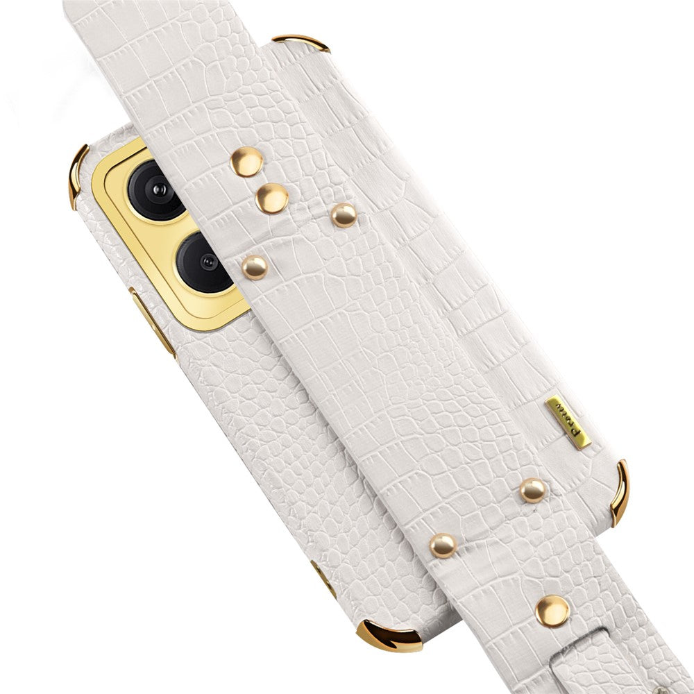 For Xiaomi Redmi Note 13 Pro+ 5G Case Crocodile Texture Wristband Electroplating Phone Cover