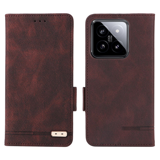 Xiaomi 14 Handyhülle – Brieftasche Hardware Dekor PU-Leder Kratzfeste