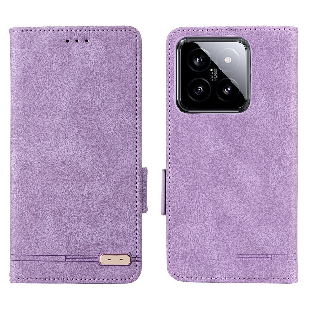 For Xiaomi 14 Case Wallet Hardware Decor PU Leather Scratch-resistant Phone Shell