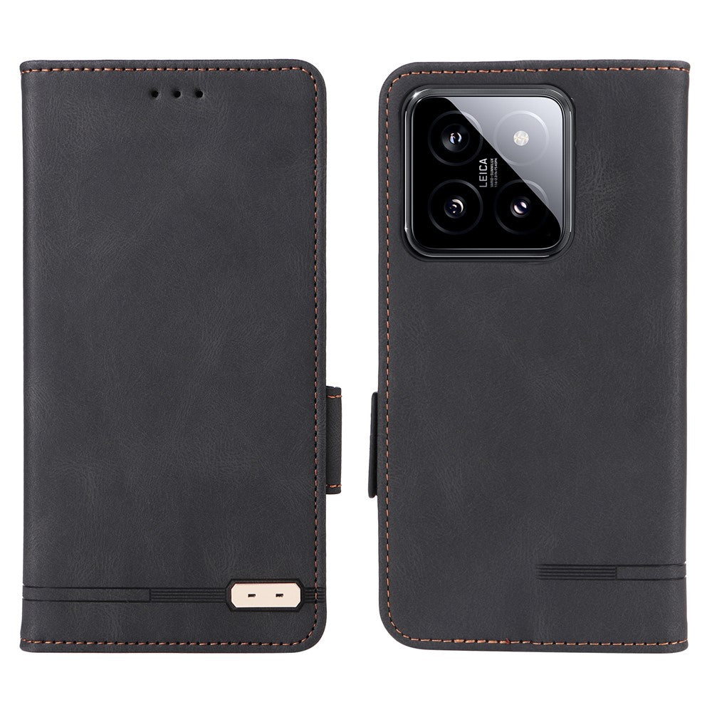 For Xiaomi 14 Case Wallet Hardware Decor PU Leather Scratch-resistant Phone Shell