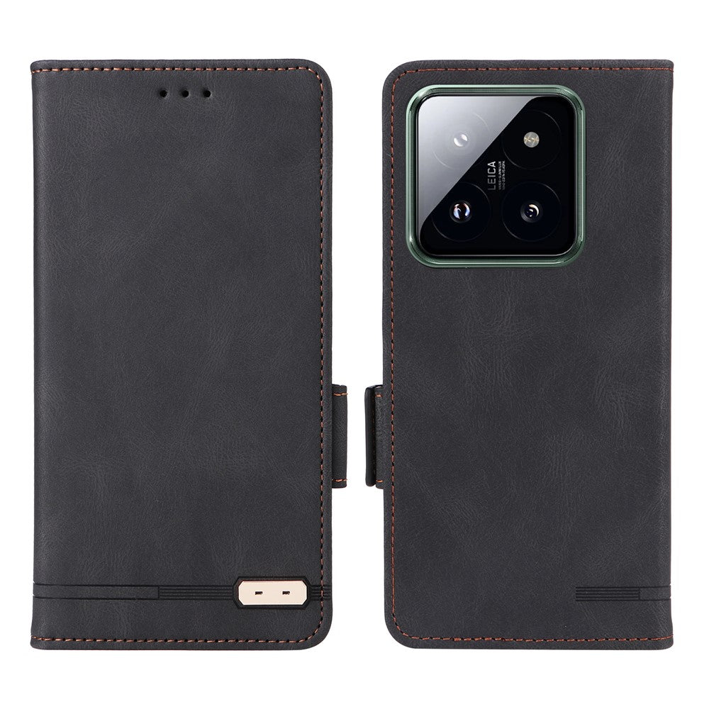 For Xiaomi 14 Pro Dustproof Cell Phone Shell Case PU Leather Wallet Hardware Decor Phone Cover