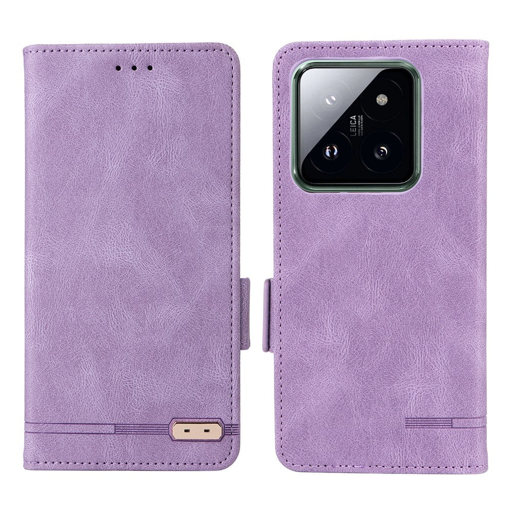 For Xiaomi 14 Pro Dustproof Cell Phone Shell Case PU Leather Wallet Hardware Decor Phone Cover