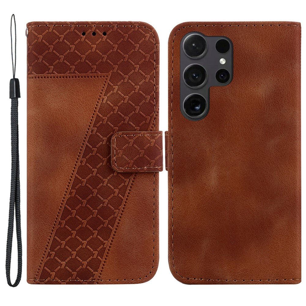 Galaxy S24 Ultra Leder-Wallet-Hülle – Mit Prägung & Ständer