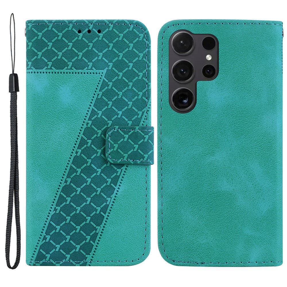 Galaxy S24 Ultra Leder-Wallet-Hülle – Mit Prägung & Ständer