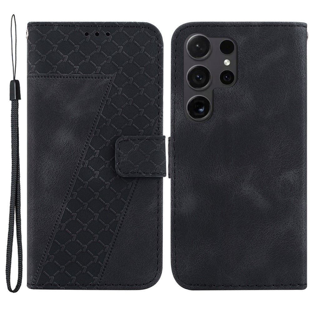 Galaxy S24 Ultra Leder-Wallet-Hülle – Mit Prägung & Ständer