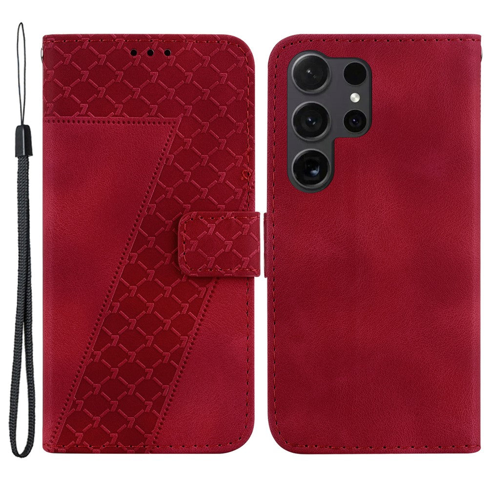 Galaxy S24 Ultra Leder-Wallet-Hülle – Mit Prägung & Ständer