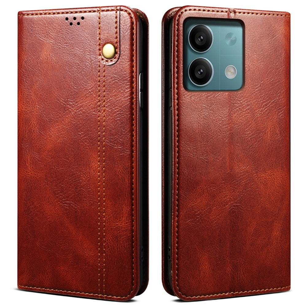 For Xiaomi Redmi Note 13 5G Case PU Leather Crazy Horse Wallet Mobile Phone Cover