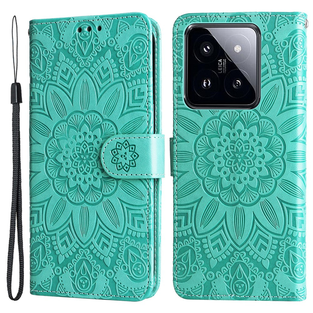 For Xiaomi 14 Pro Case PU Leather Stand Wallet Sunflower Pattern Phone Cover