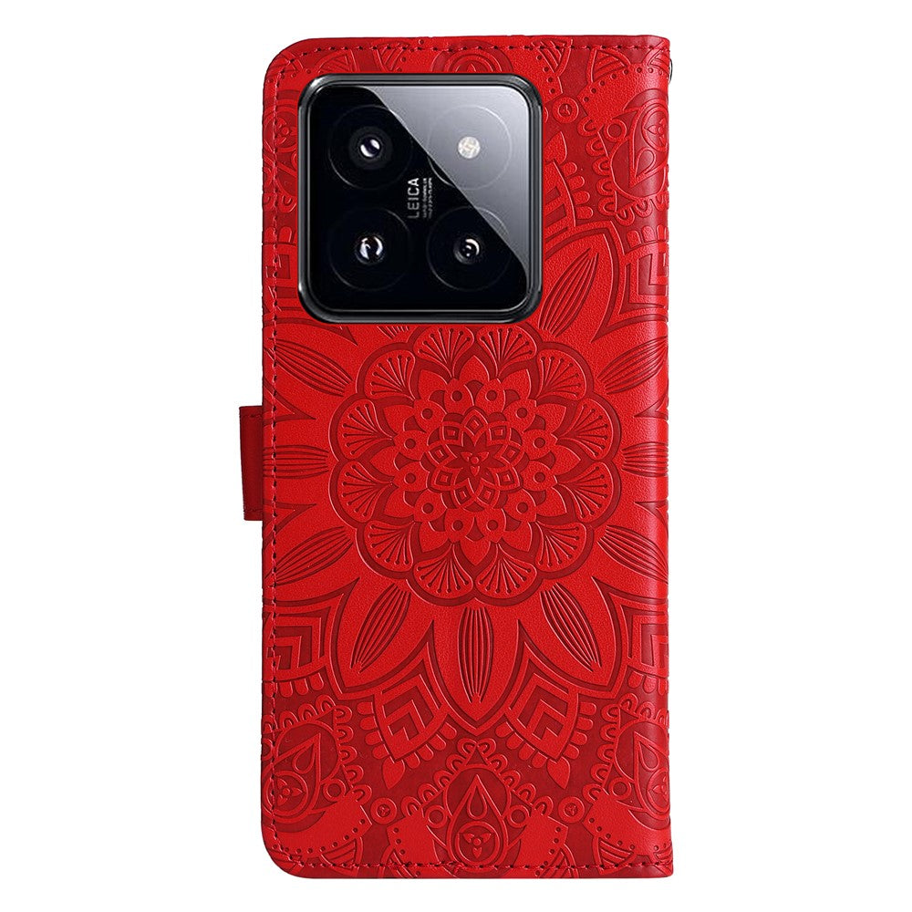 For Xiaomi 14 Pro Case PU Leather Stand Wallet Sunflower Pattern Phone Cover