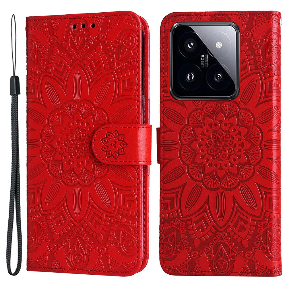 For Xiaomi 14 Pro Case PU Leather Stand Wallet Sunflower Pattern Phone Cover