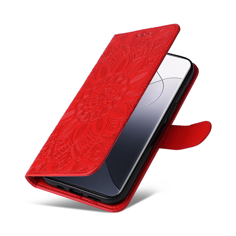 For Xiaomi 14 Pro Case PU Leather Stand Wallet Sunflower Pattern Phone Cover