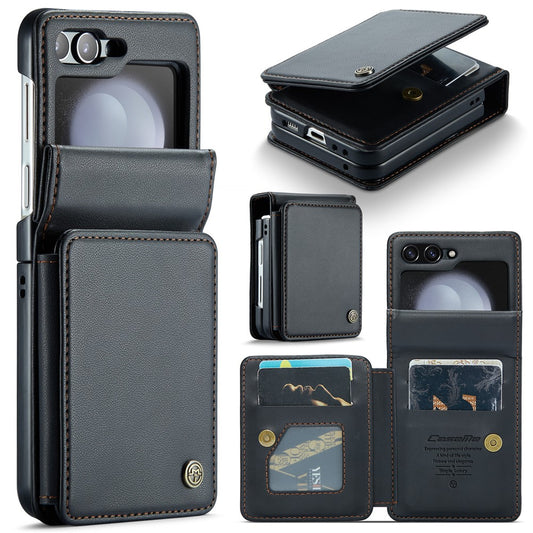 Galaxy Z Flip5 5G – Handyhülle aus PU-Leder und TPU, mit Ständer, mit Kartenfach, mit RFID-Schutz
