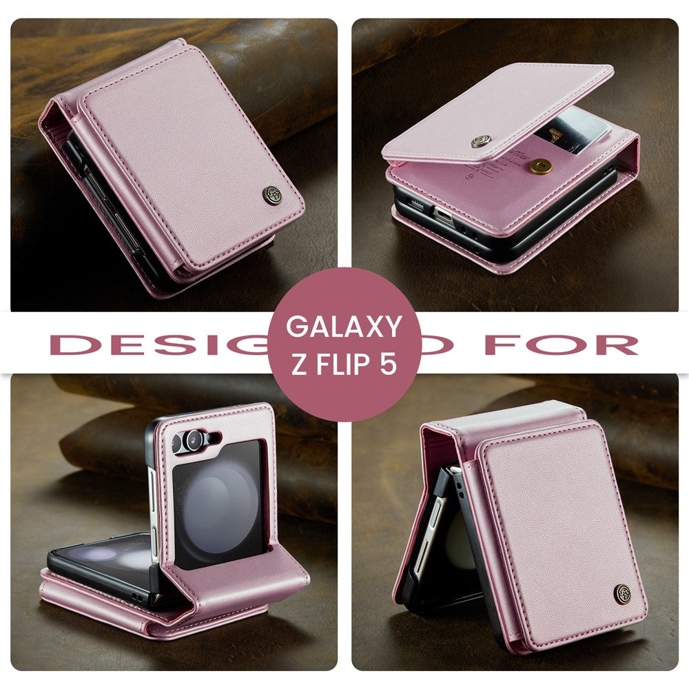 For Samsung Galaxy Z Flip5 5G Phone Case CASEME C22 Leather Back Cover with RFID Blocking Card Slots