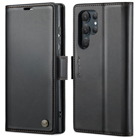 Galaxy S24 Ultra Glänzende Wallet-Hülle – RFID-Schutz & Ständer