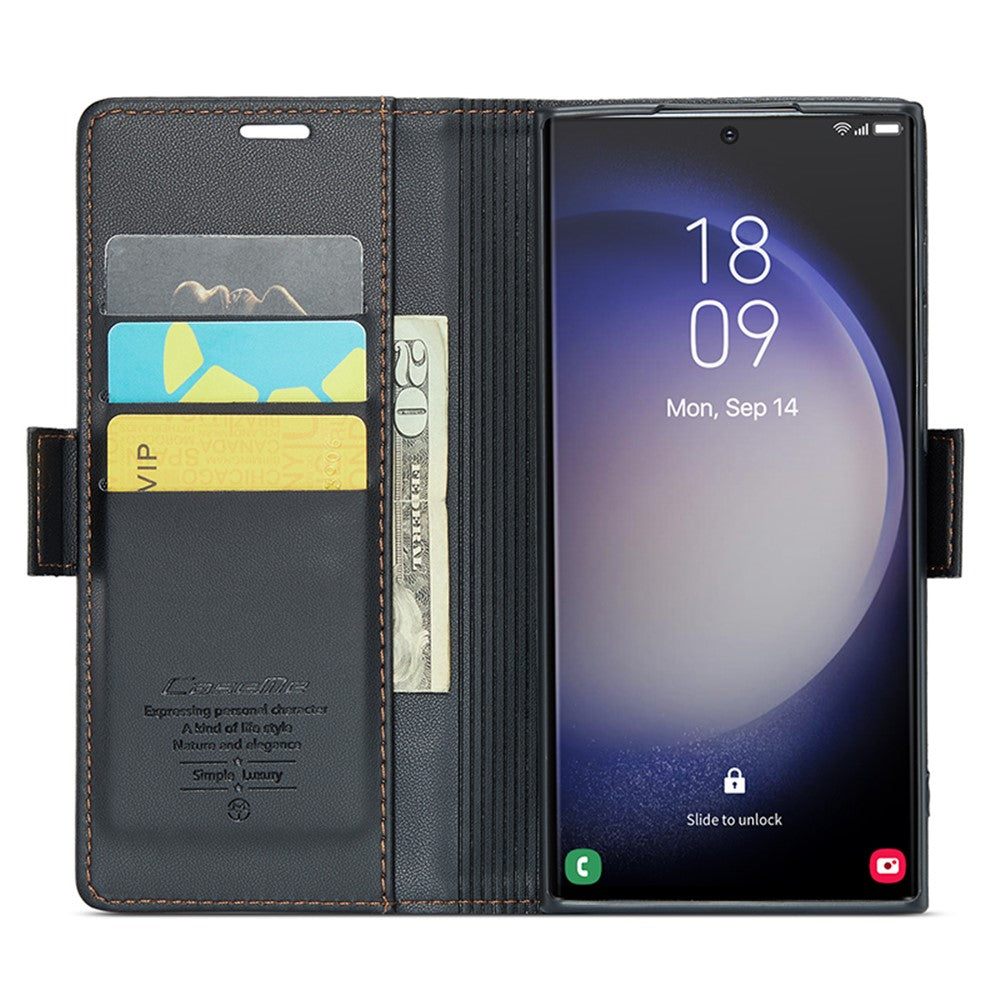 Galaxy S24 Ultra Glänzende Wallet-Hülle – RFID-Schutz & Ständer