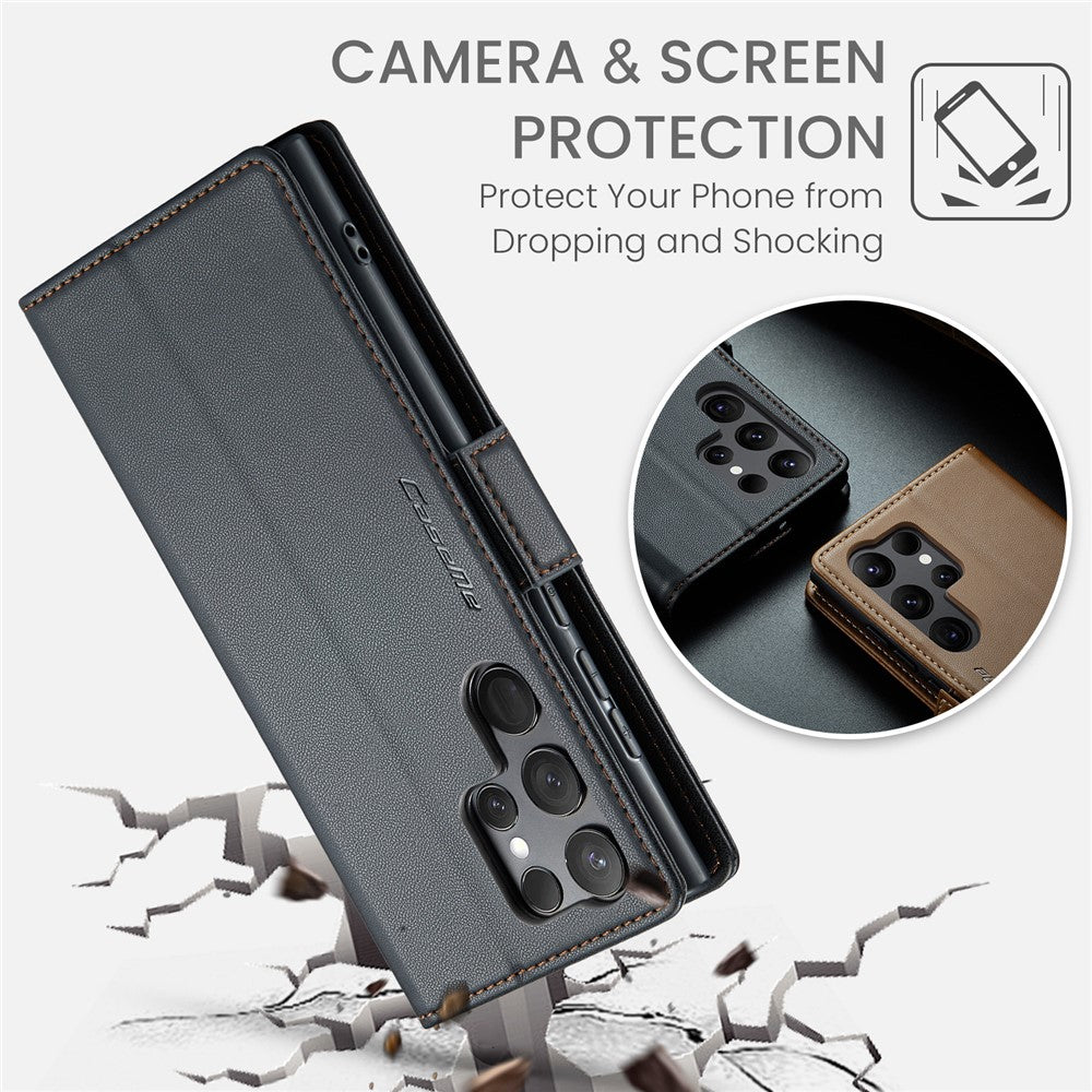 Galaxy S24 Ultra Glänzende Wallet-Hülle – RFID-Schutz & Ständer