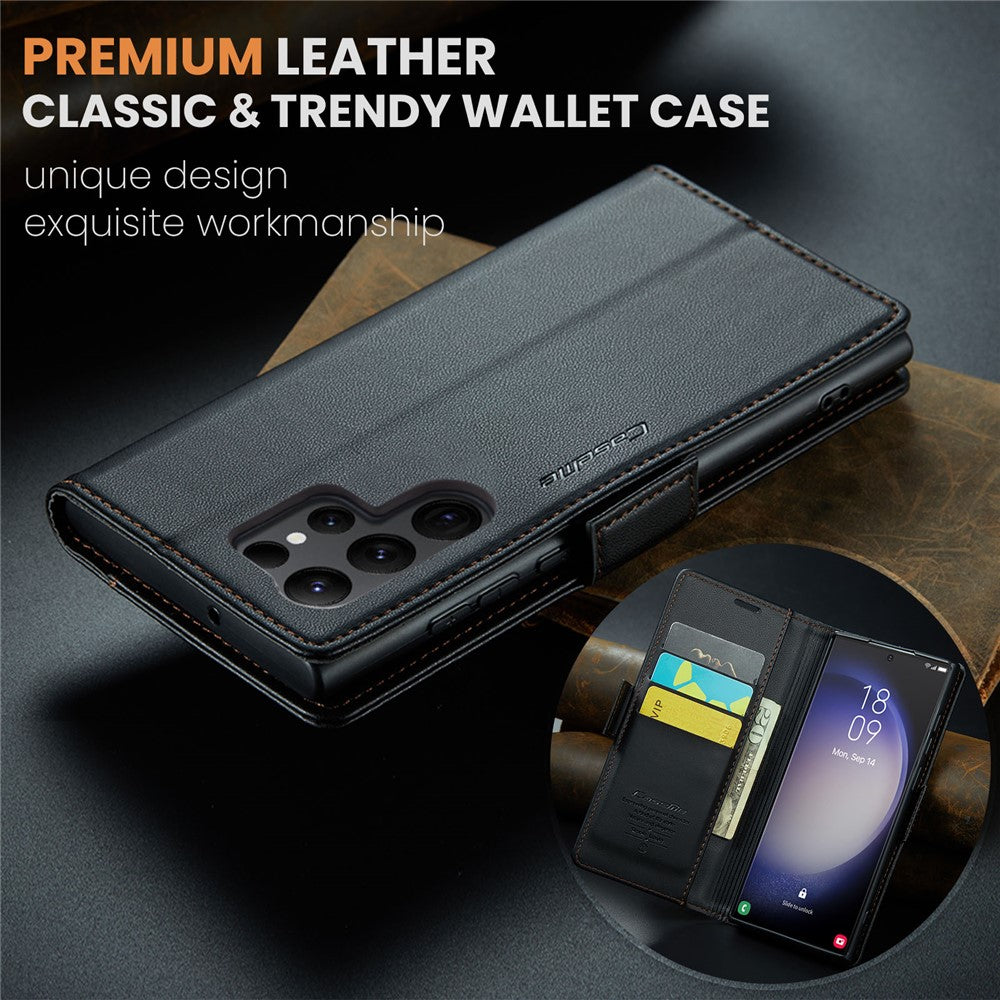 Galaxy S24 Ultra Glänzende Wallet-Hülle – RFID-Schutz & Ständer