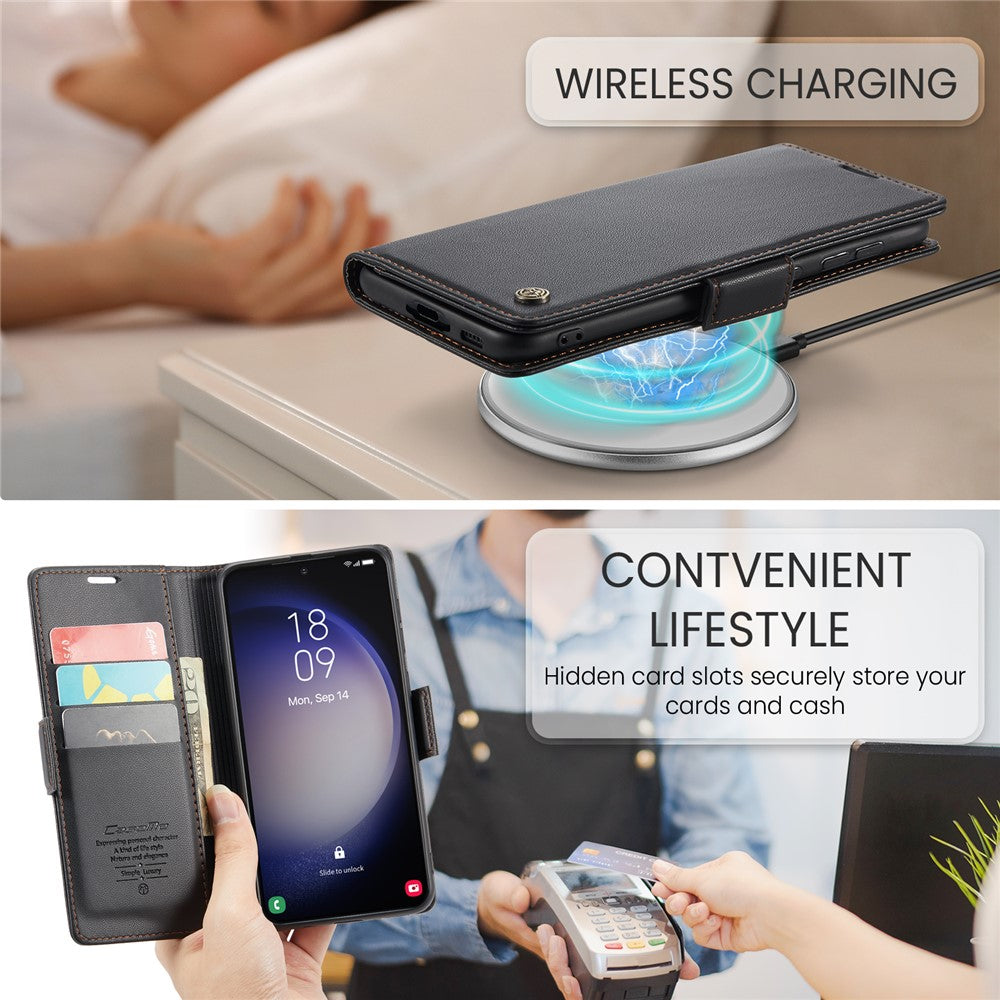 Galaxy S24 Glänzende Wallet-Hülle – RFID-Schutz & Ständer