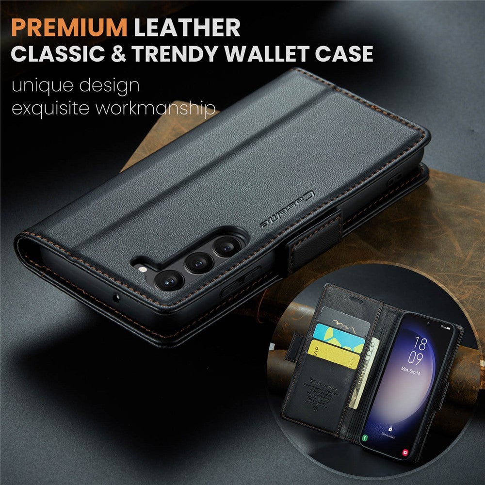 Galaxy S24 Plus Glänzende Wallet-Hülle – RFID-Schutz & Ständer