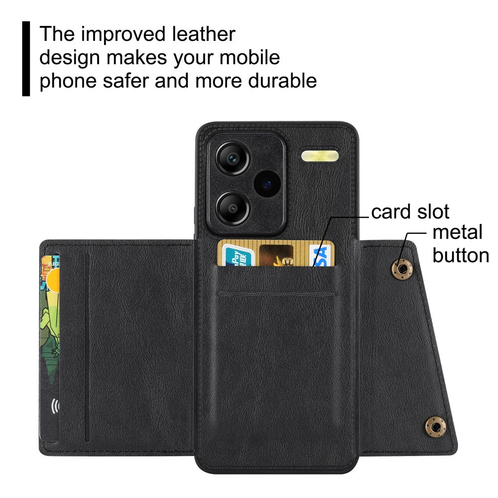 For Xiaomi Redmi Note 13 Pro+ 5G Case Kickstand Leather Coated TPU Phone Cover with Card Holder