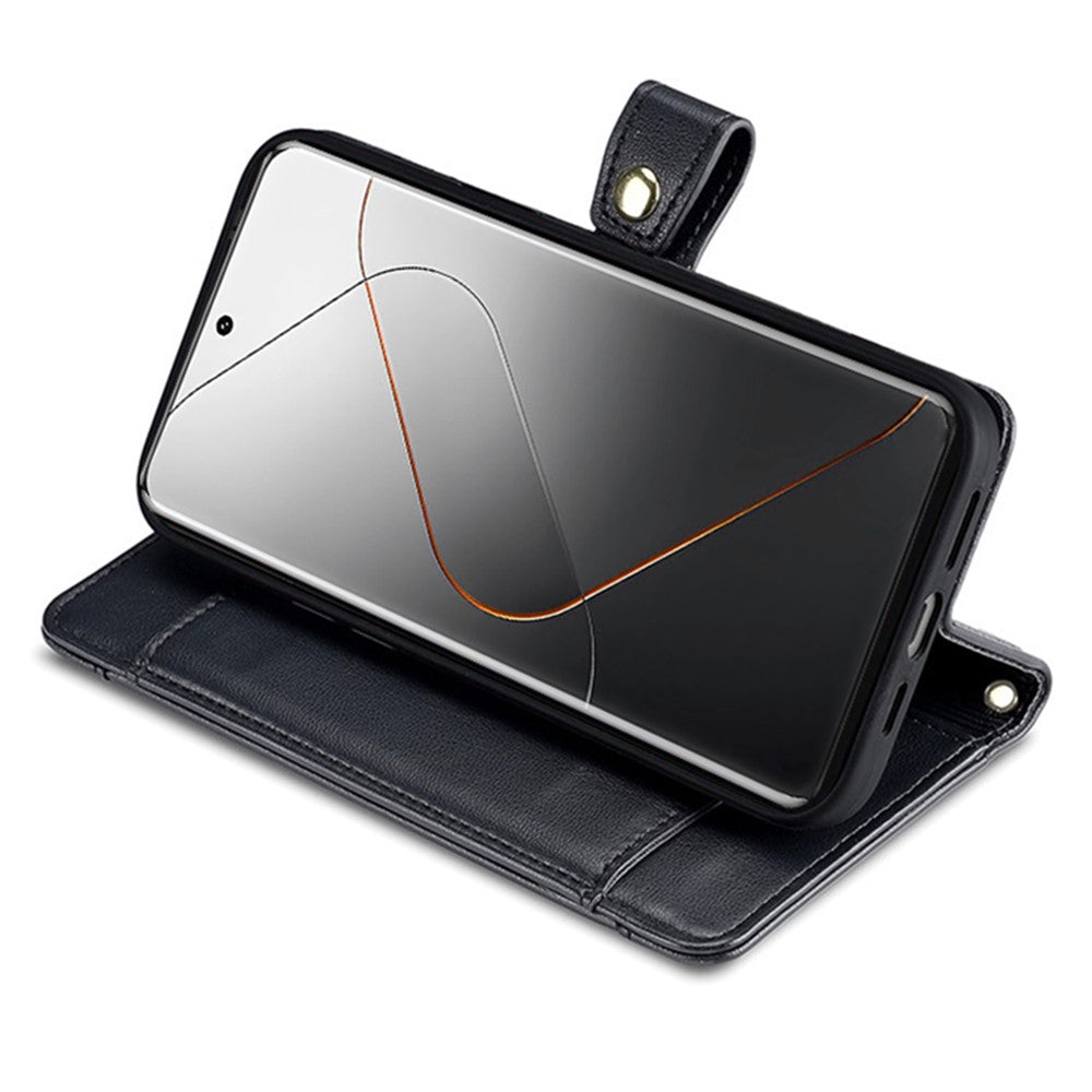 For Xiaomi 14 Case Card Slots Zipper Wallet Leather Cover with 2 Straps