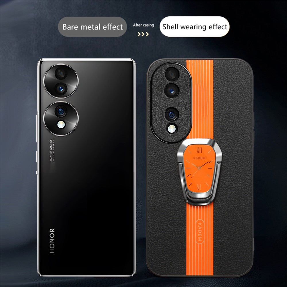 KADEM For Honor 70 5G Cover TPU+Acrylic Phone Shell with PU Leather Coating