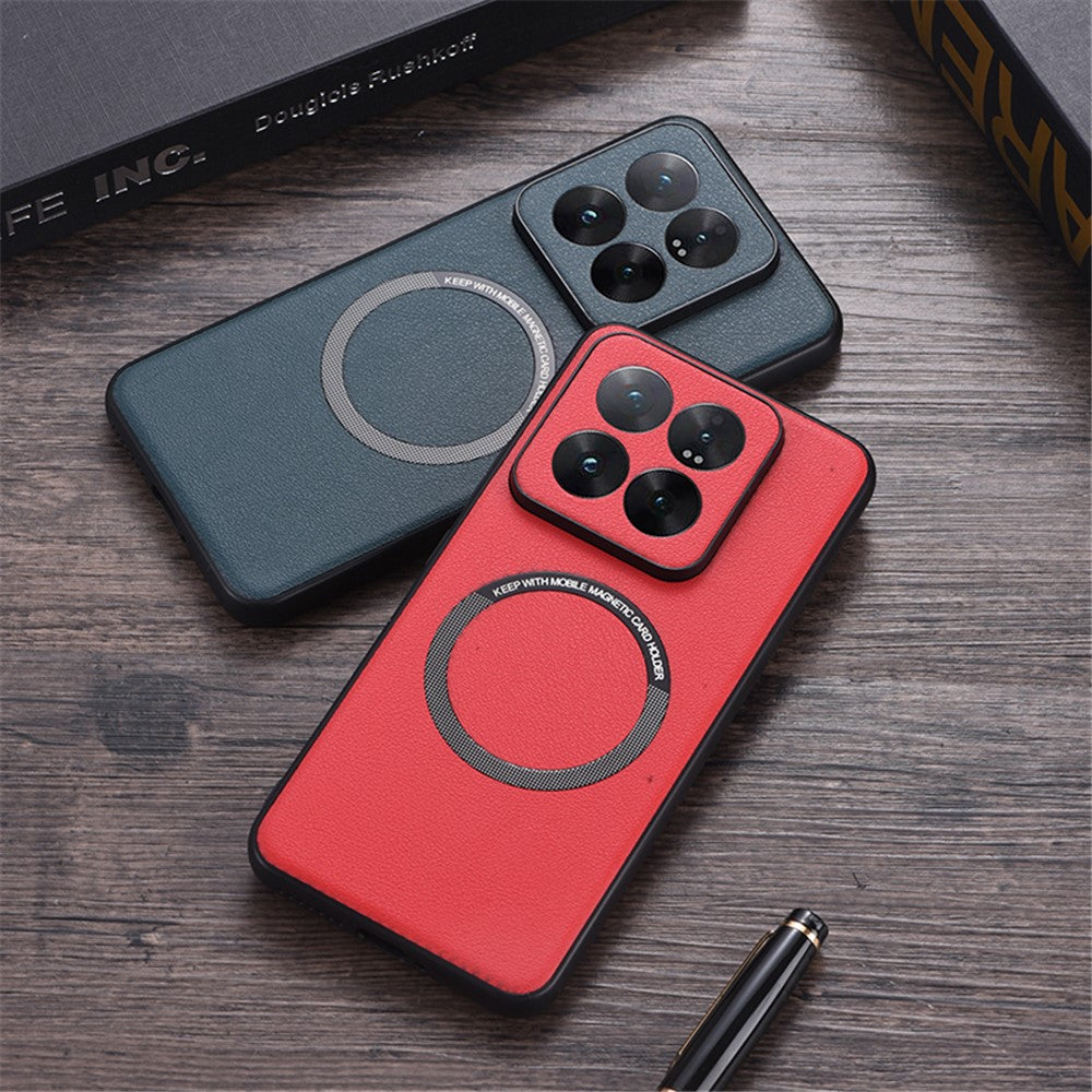 For Xiaomi 14 Case Magnetic Case PU Leather+TPU Cell Phone Cover
